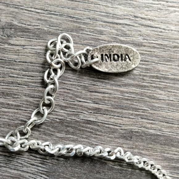 Tanjore Statement Piece Vibrant Colors Bib Style Necklace Silvertone - Picture 7 of 10